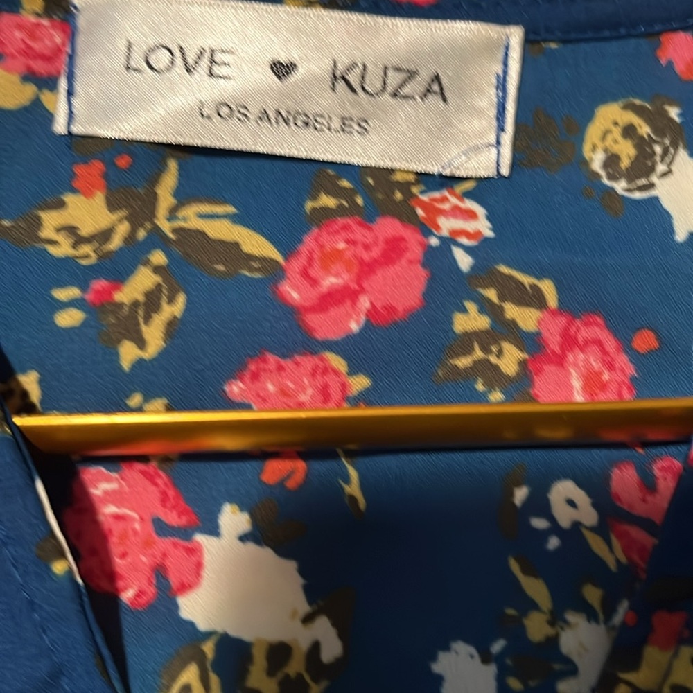 Love Kuza L A dress floral Sz S maxi wrap tie DRESS Dark romance Whimsgoth flowy - Picture 7 of 7
